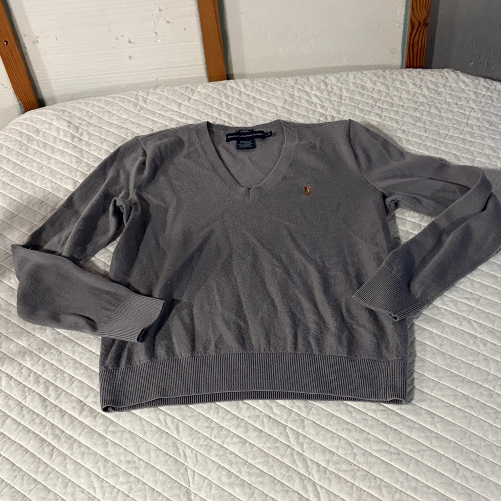 Polo by Ralph Lauren Gray V-Neck Sweater
